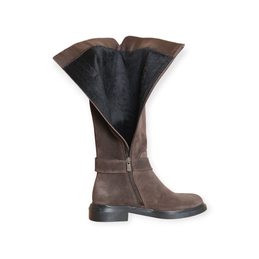 Eir Brown Suede Knee-High Boots Handmade in Turkey Ruka Shoes