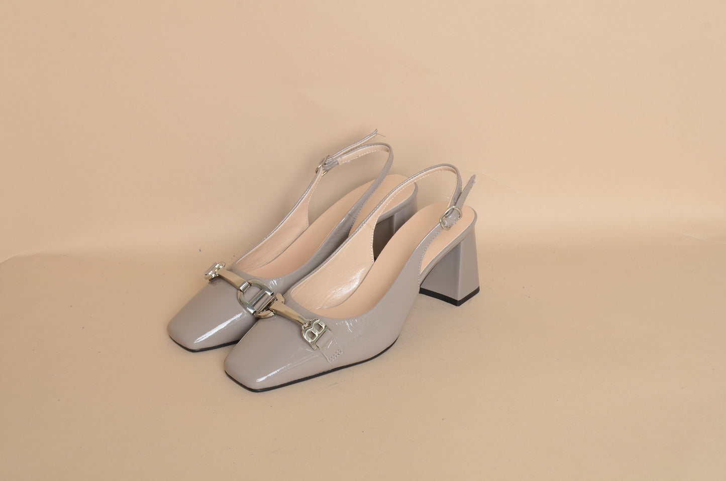 Celeste - Grey Buckle Heel – 100% Genuine Leather, Handmade in Turkey | Women’s Elegant & Modern Buckle Shoes