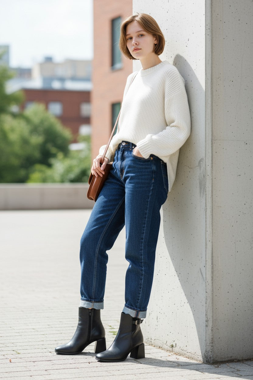 Alfhild Black Leather Ankle Boots with Buckle Handmade in Turkey Ruka Shoes