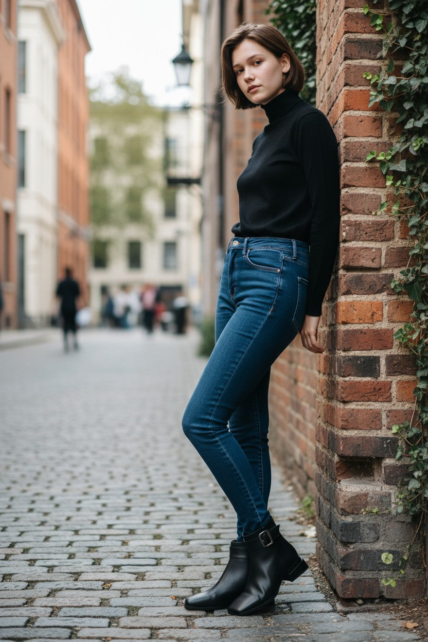Freya Black Leather Ankle Boots with Buckle Handmade in Turkey Ruka Shoes
