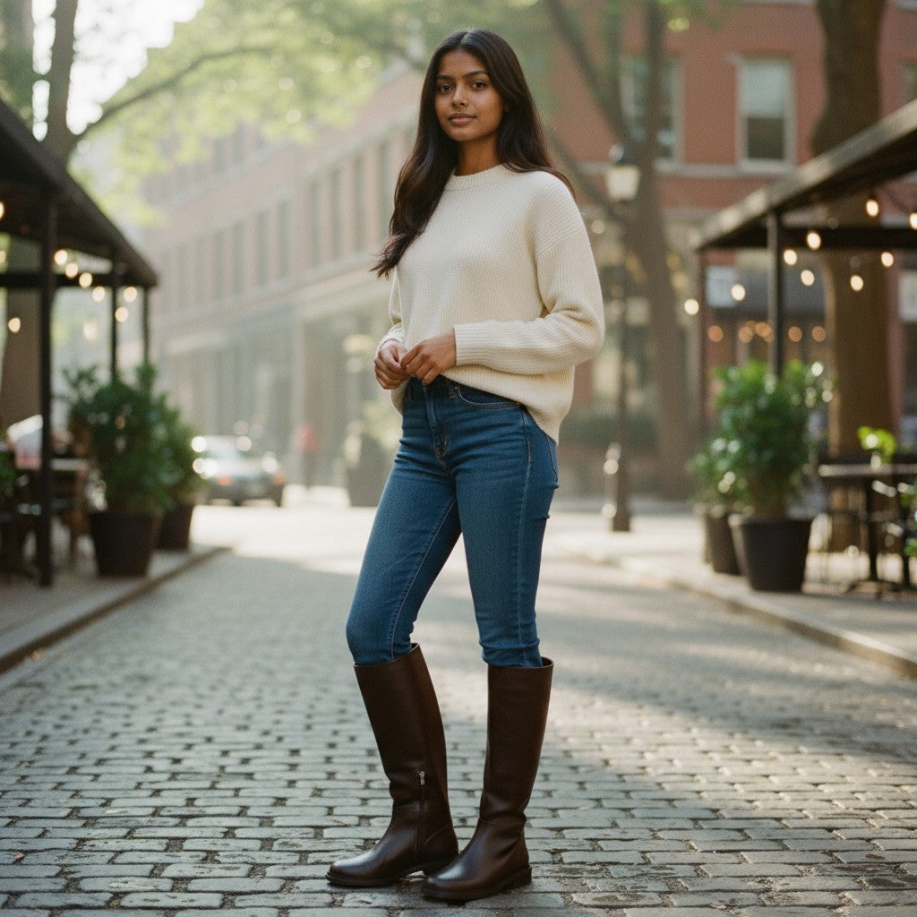 Skadi Brown Leather Knee-High Boots | Handmade in Turkey | Ruka Shoes