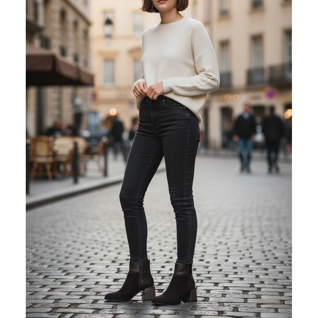 Thyra Brown Suede & Leather Ankle Boots Handmade in Turkey Ruka Shoes