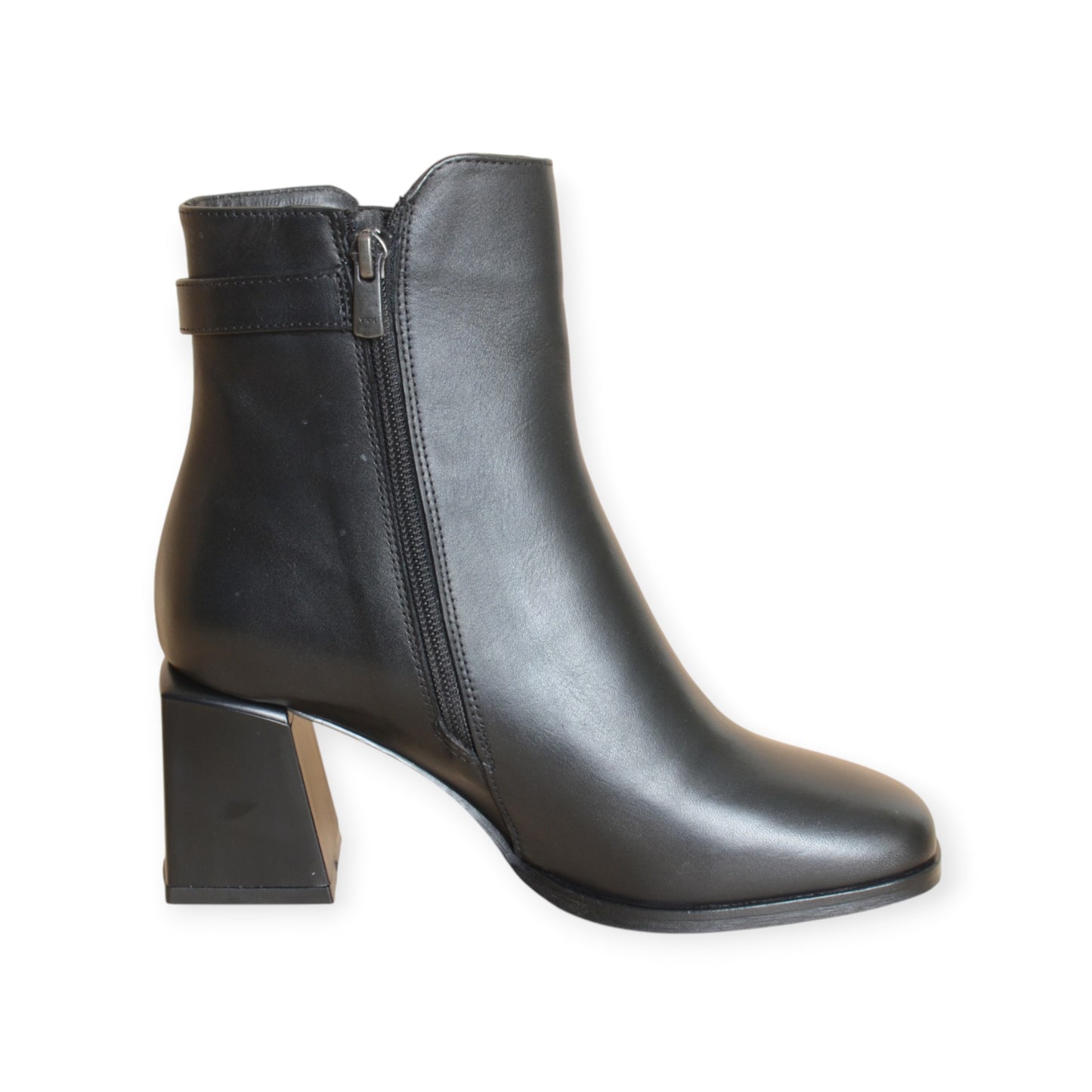 Alfhild Black Leather Ankle Boots with Buckle Handmade in Turkey Ruka Shoes