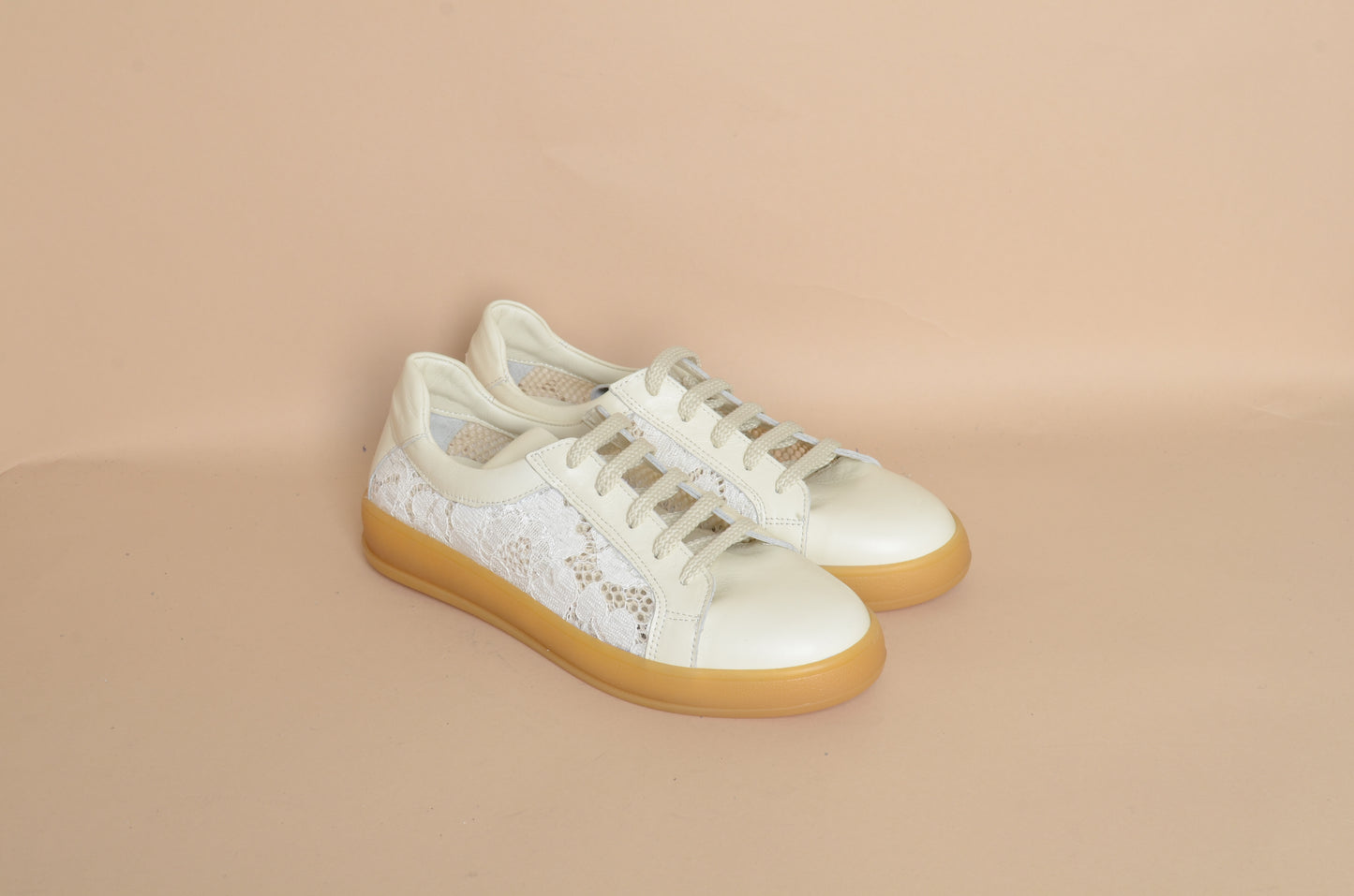 Clara - White Lace Shoe – 100% Genuine Leather, Handmade in Turkey | Women’s Elegant & Romantic Lace Shoes