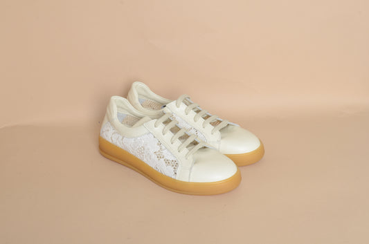 Clara - White Lace Shoe – 100% Genuine Leather, Handmade in Turkey | Women’s Elegant & Romantic Lace Shoes