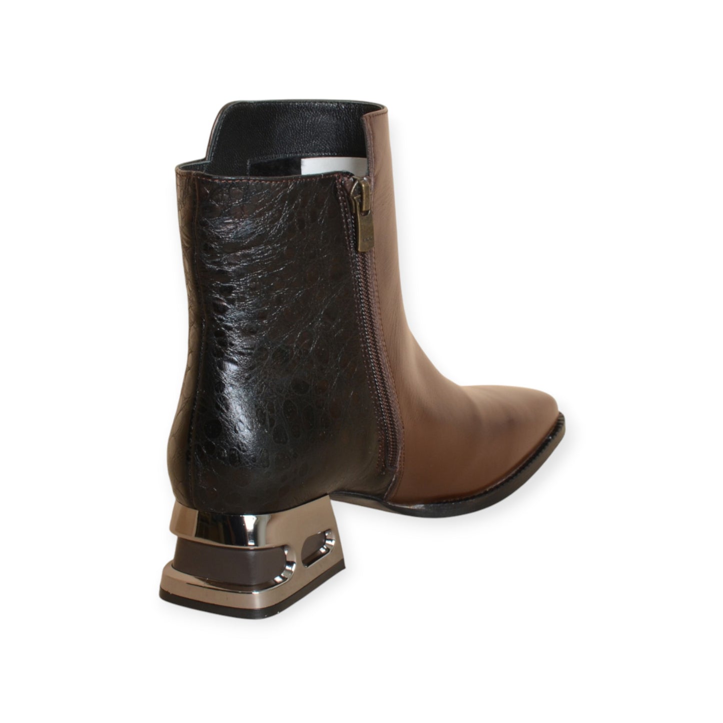 Brynhild Brown & Black Leather Ankle Boots Handmade in Turkey Ruka Shoes