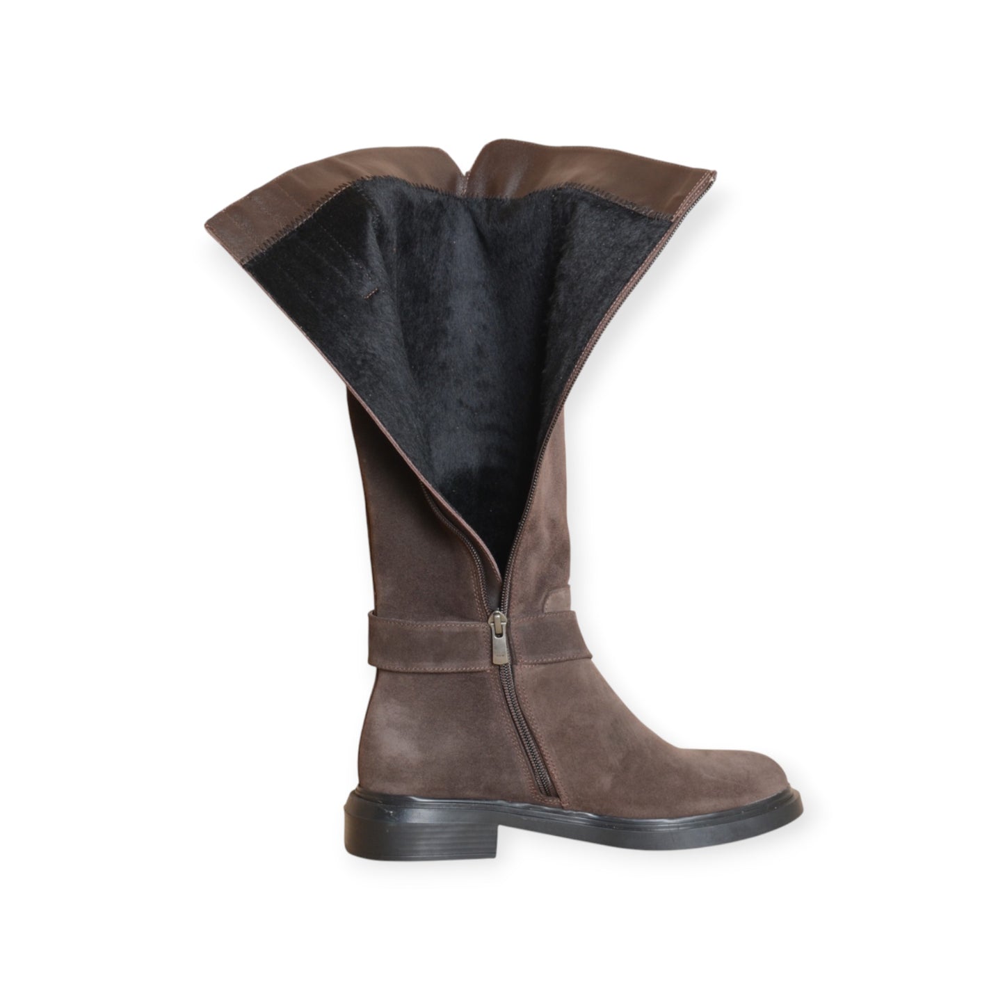Eir Brown Suede Knee-High Boots Handmade in Turkey Ruka Shoes