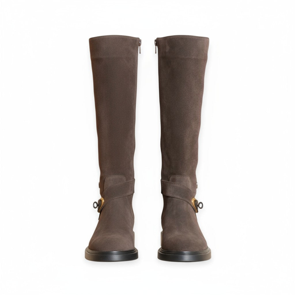 Eir Brown Suede Knee-High Boots Handmade in Turkey Ruka Shoes