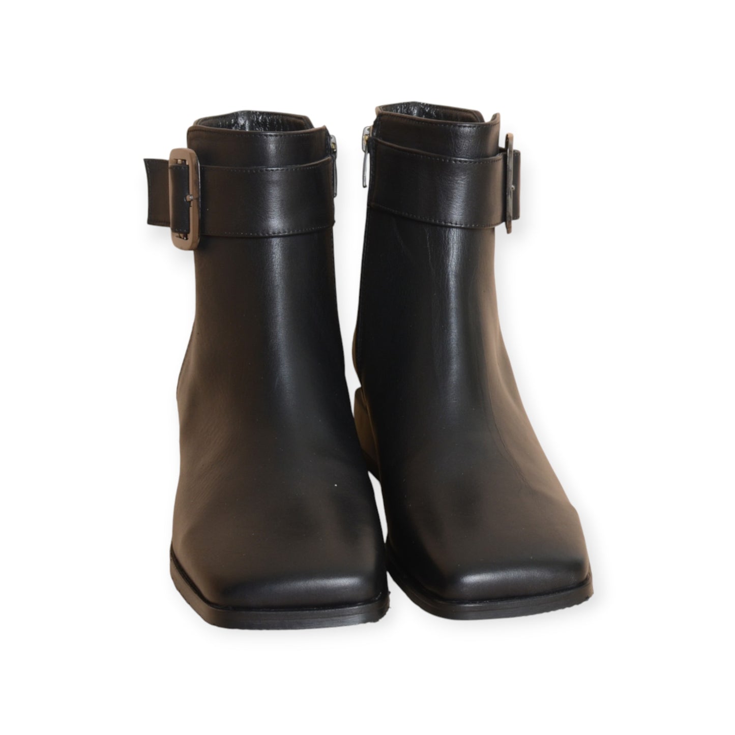 Freya Black Leather Ankle Boots with Buckle Handmade in Turkey Ruka Shoes