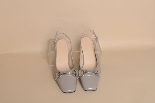 Celeste - Grey Buckle Heel – 100% Genuine Leather, Handmade in Turkey | Women’s Elegant & Modern Buckle Shoes