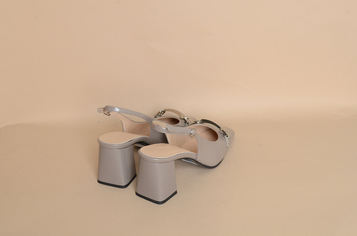 Celeste - Grey Buckle Heel – 100% Genuine Leather, Handmade in Turkey | Women’s Elegant & Modern Buckle Shoes