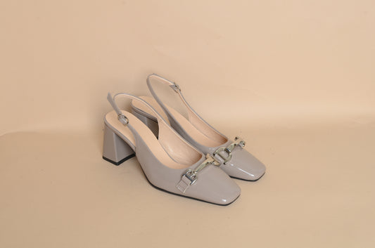 Celeste - Grey Buckle Heel – 100% Genuine Leather, Handmade in Turkey | Women’s Elegant & Modern Buckle Shoes