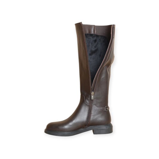 Idunn Brown Leather Knee-High Boots Handmade in Turkey Ruka Shoes