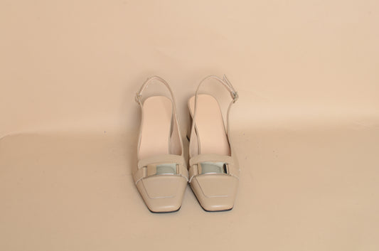 Camille - Cream Buckle Shoe – 100% Genuine Leather, Handmade in Turkey | Women’s Modern & Elegant Shoes