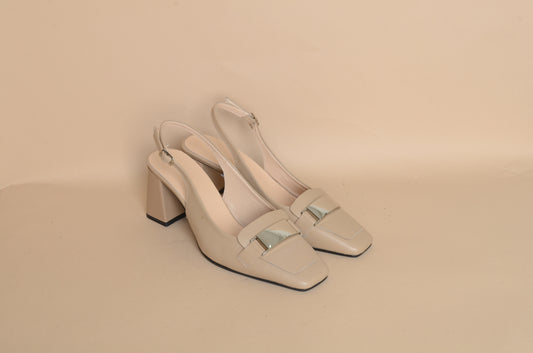Camille - Cream Buckle Shoe – 100% Genuine Leather, Handmade in Turkey | Women’s Modern & Elegant Shoes