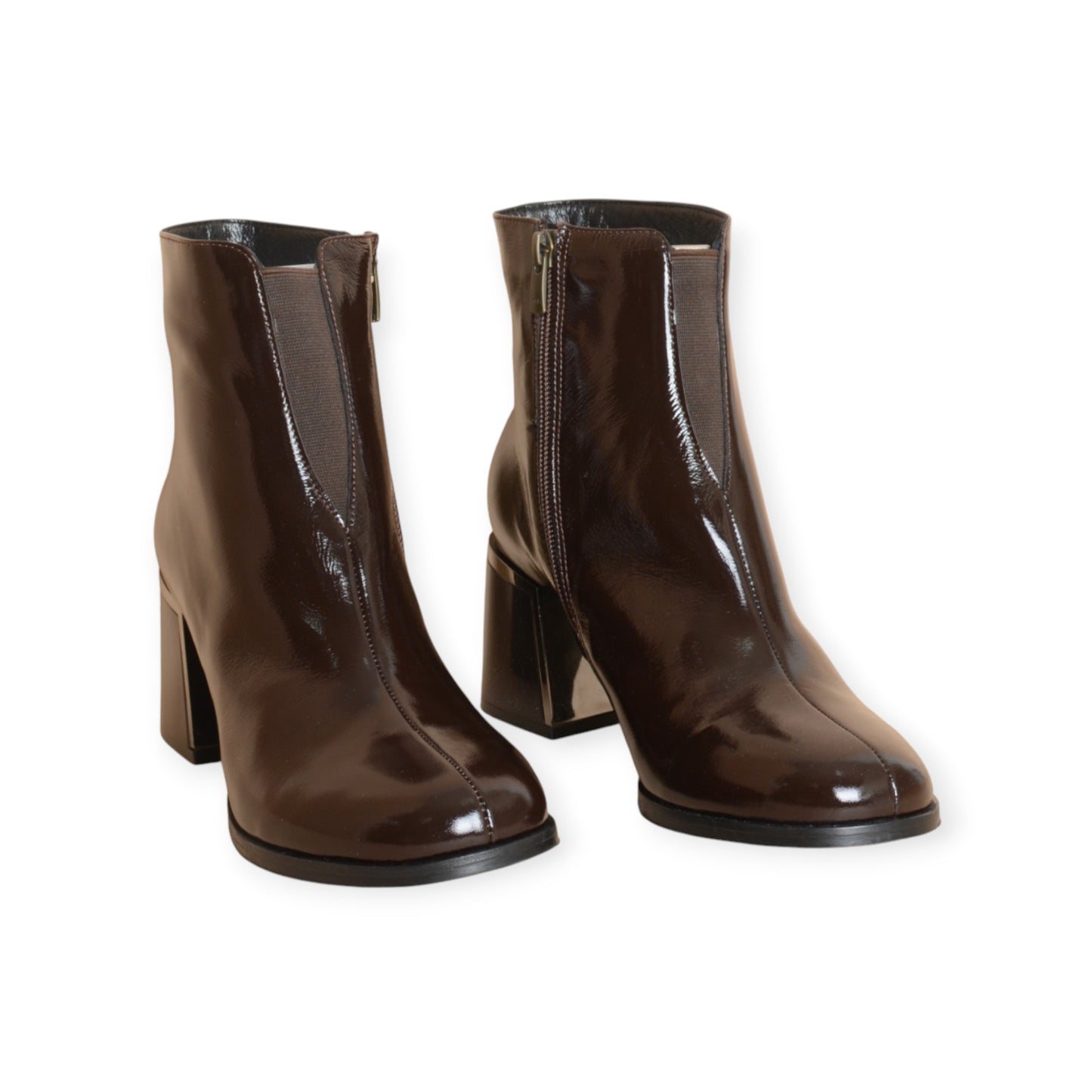 Sigrun Brown Rugan Leather Ankle Boots Handmade in Turkey Ruka Shoes