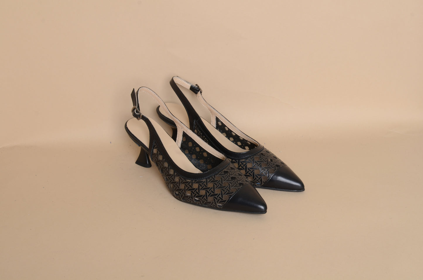 Elara - Black Lace Heel – 100% Genuine Leather, Handmade in Turkey | Women’s Elegant & Romantic Shoes