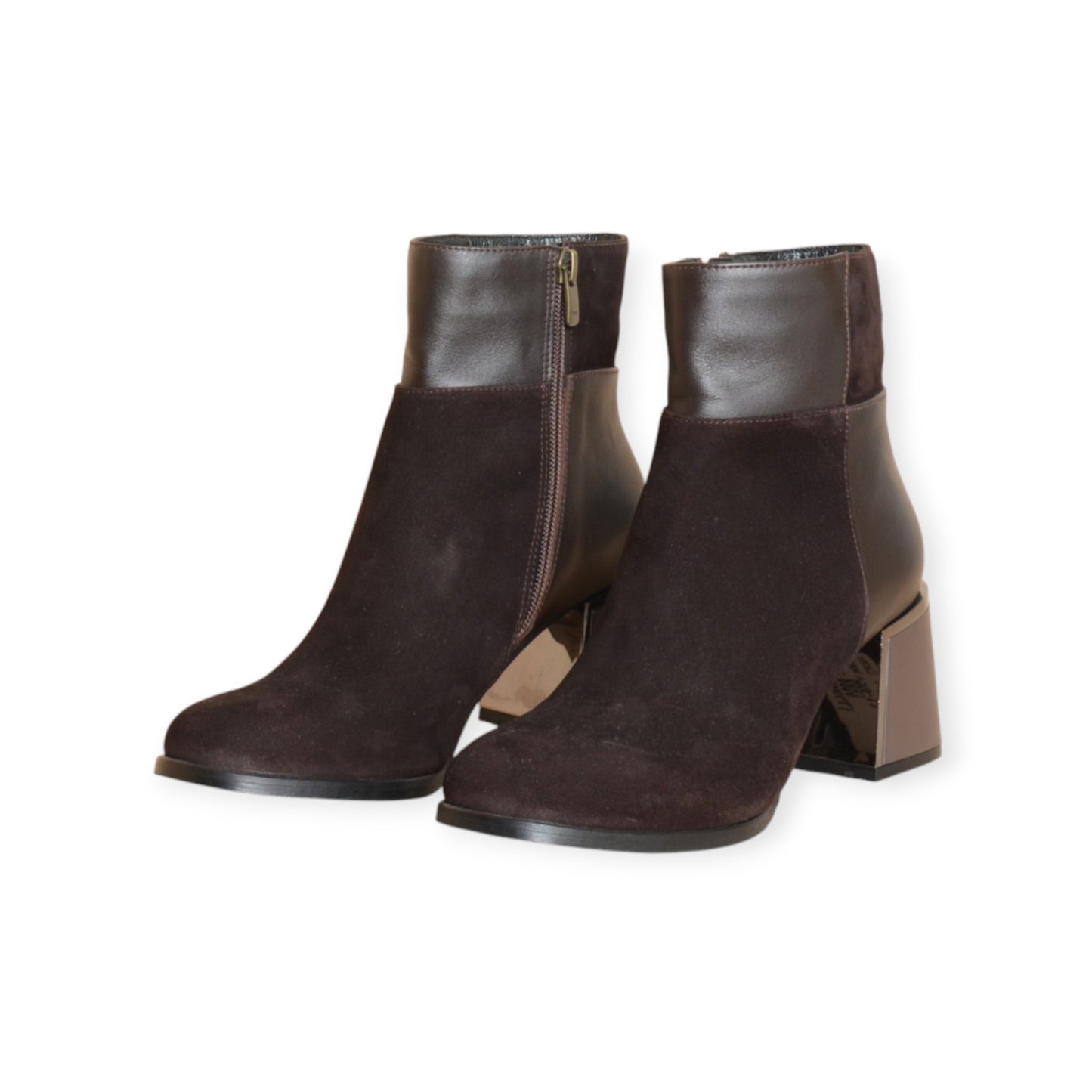 Thyra Brown Suede & Leather Ankle Boots Handmade in Turkey Ruka Shoes