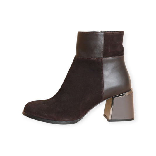 Thyra Brown Suede & Leather Ankle Boots Handmade in Turkey Ruka Shoes