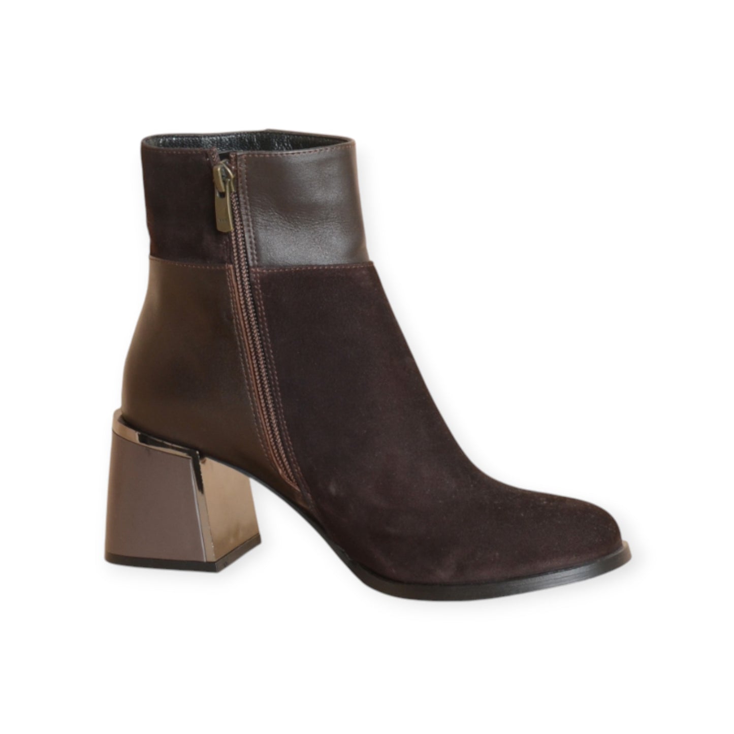 Thyra Brown Suede & Leather Ankle Boots Handmade in Turkey Ruka Shoes