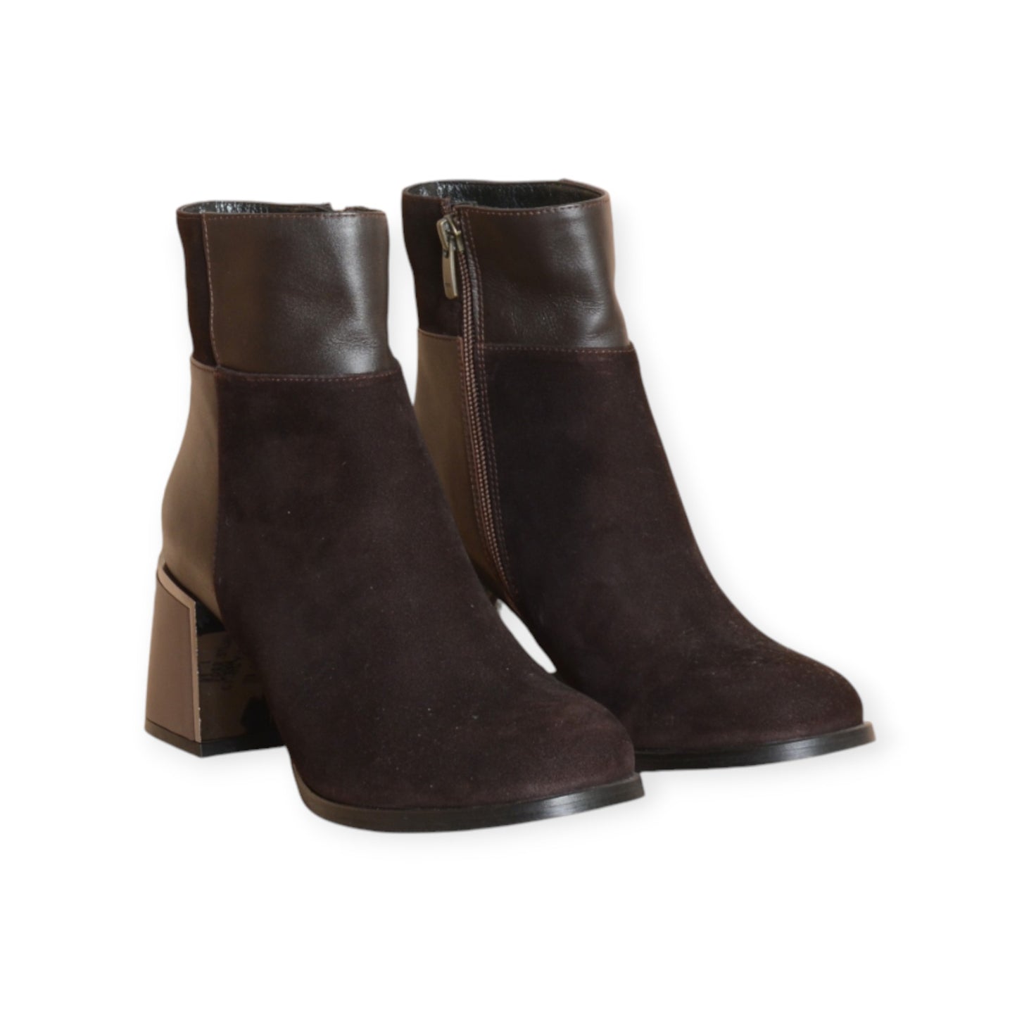 Thyra Brown Suede & Leather Ankle Boots Handmade in Turkey Ruka Shoes